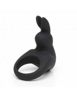 Happy Rabbit – įkraunamas vibruojantis triušio gaidžio žiedas juodas