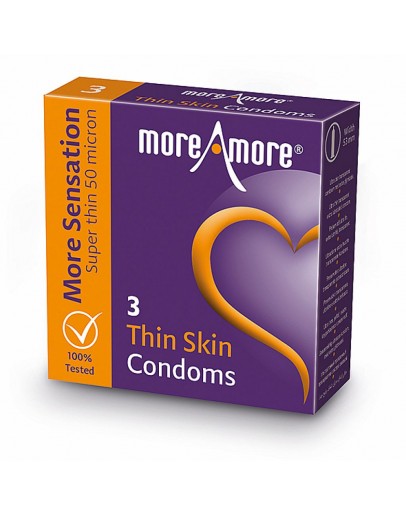 MoreAmore - Prezervatyvas Thin Skin 3 vnt