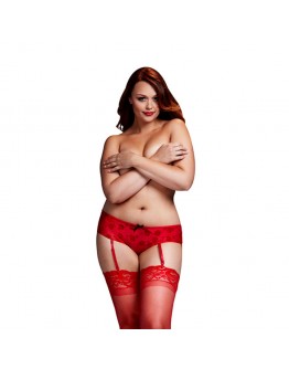 Baci - Red Rose Open Crotch Boyshort Panty Queen Size